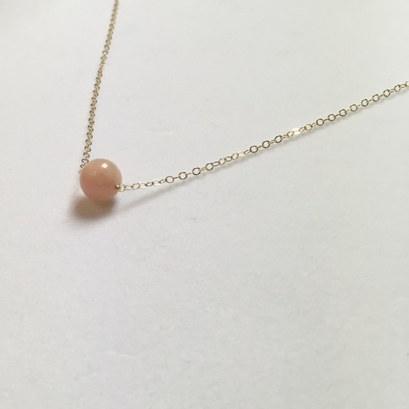 14k Gold Filled Necklace W/ Single Morganite Bead - Picture 2 of 8